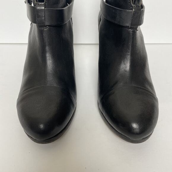 Rag & Bone Harrow Boots Womens Size 39 Black Leather Ankle Heeled Strap Italy - Picture 3 of 16
